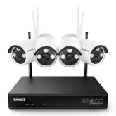 3MP 8-Channel Wireless CCTV Camera System, 8MP NVR + 4pcs 3MP WiFi IP Cameras, Audio Recording, AI Human Detection, Work With Alexa